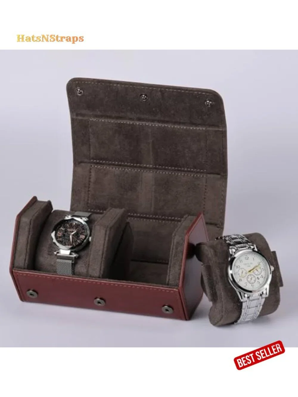 Leather Watch Travel Case Portable Organizer Roll for Men Women
